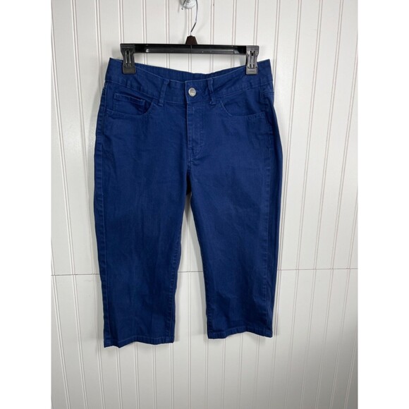 Riders by lee Ladies Cropped spandex stretch pants Size 8 Medium Blue - Picture 1 of 9